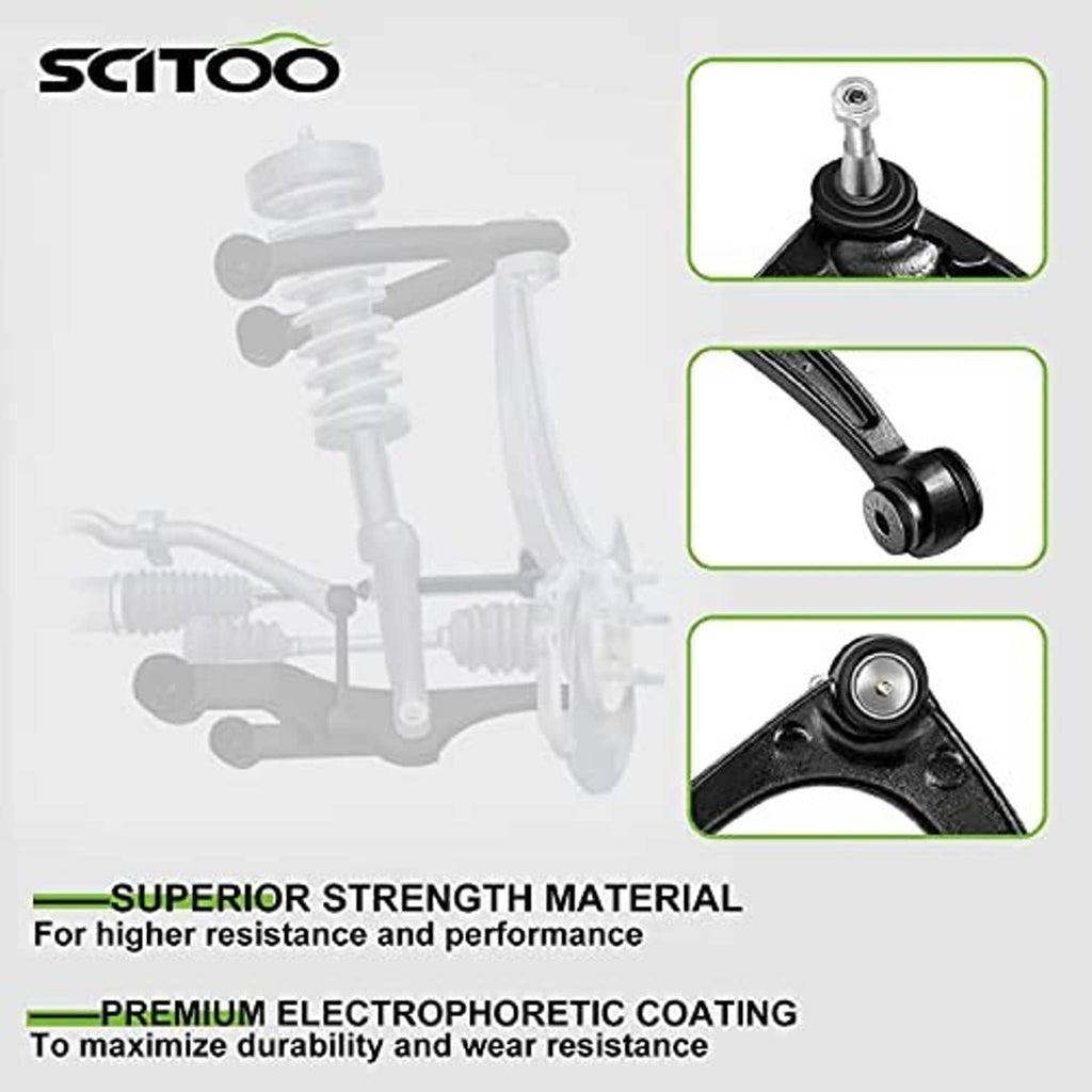SCITOO front suspension ball joint kit with control arm close-up callouts
