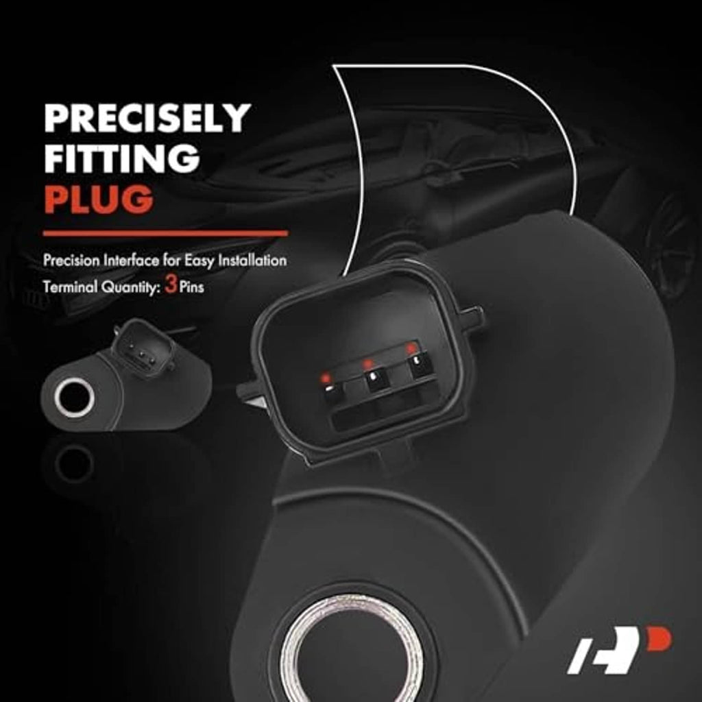 Crankshaft position sensor connector and terminal pins, black plug with metal ring