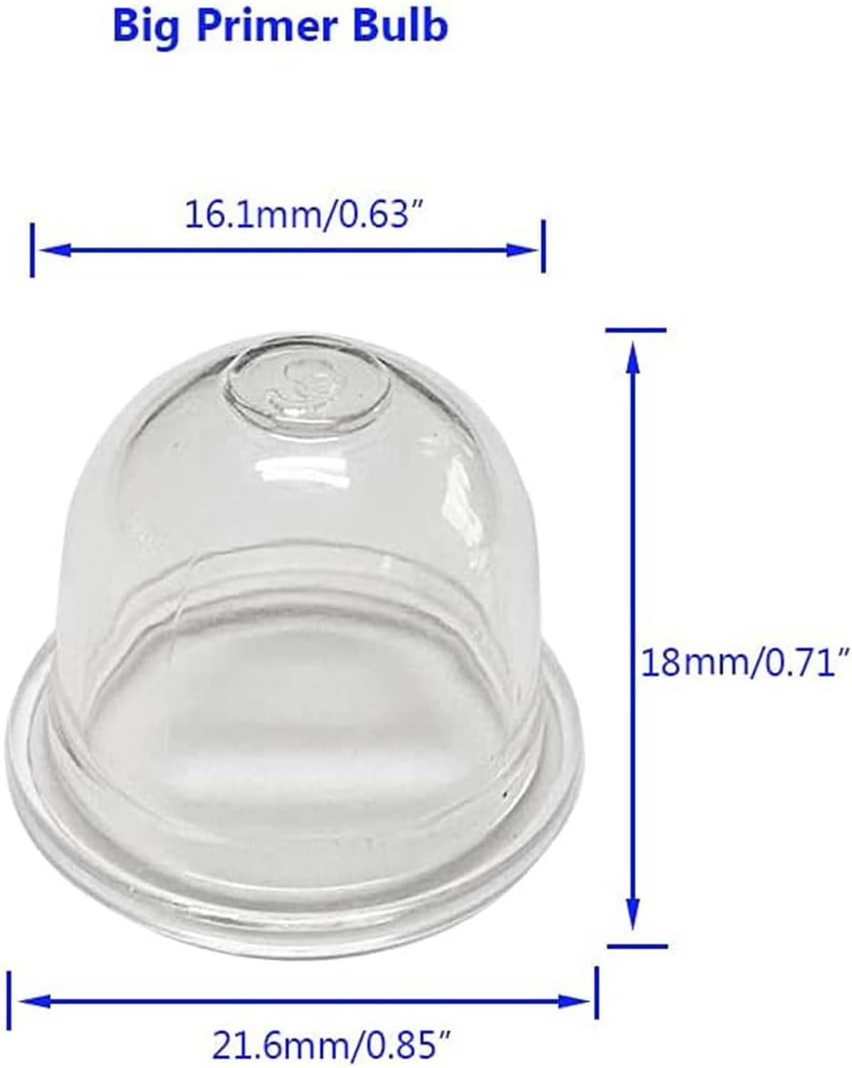 Red primer bulb with dome top, 21.6mm wide and 18mm high