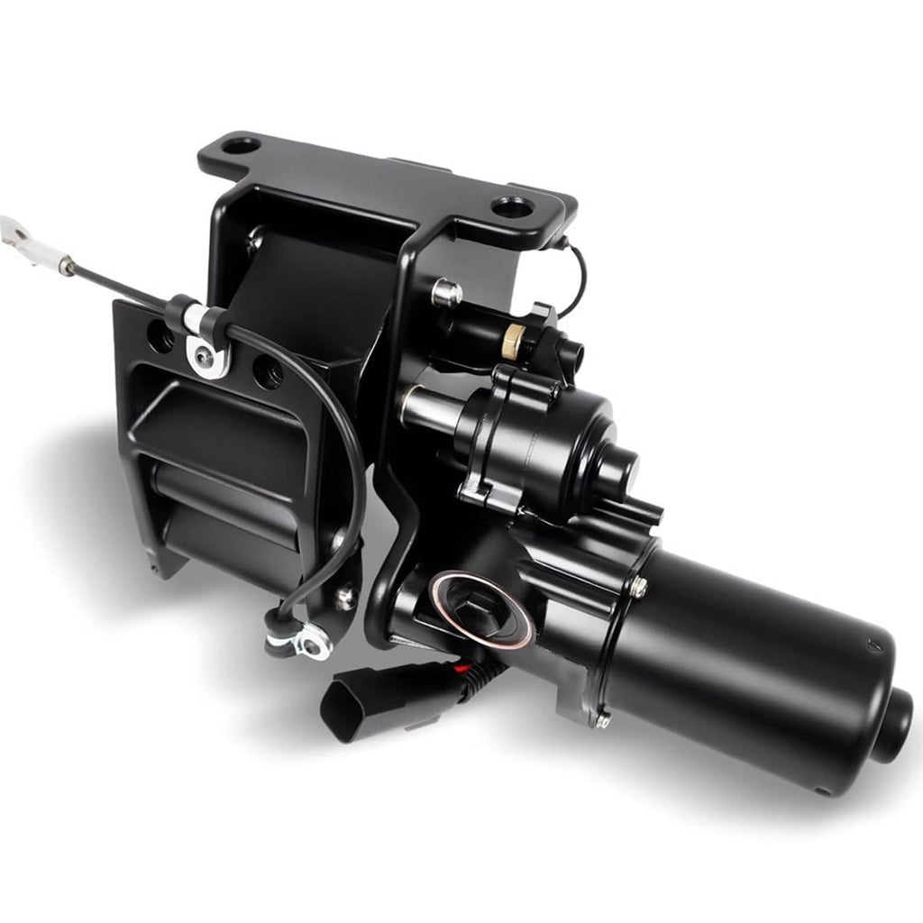 Power running board motor assembly with black housing and silver mounting hardware