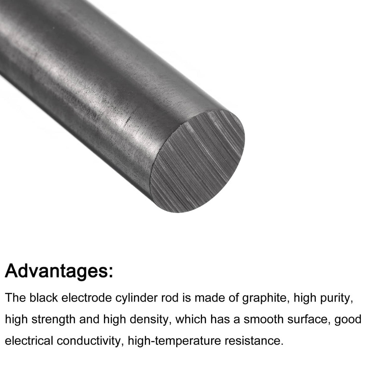 Graphite rod end, rounded cylinder with fine dark gray graphite texture