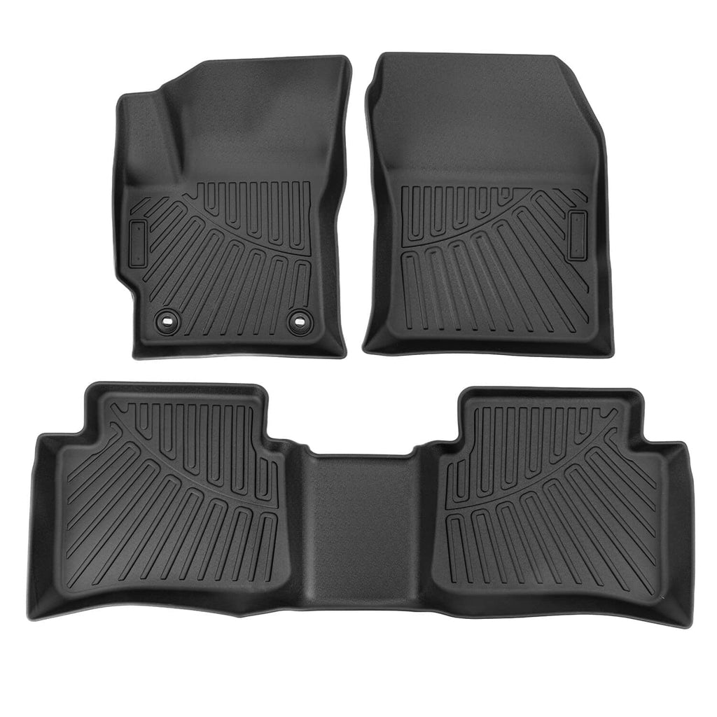 Black 3-piece 3D molded floor mat set with two front and one rear section