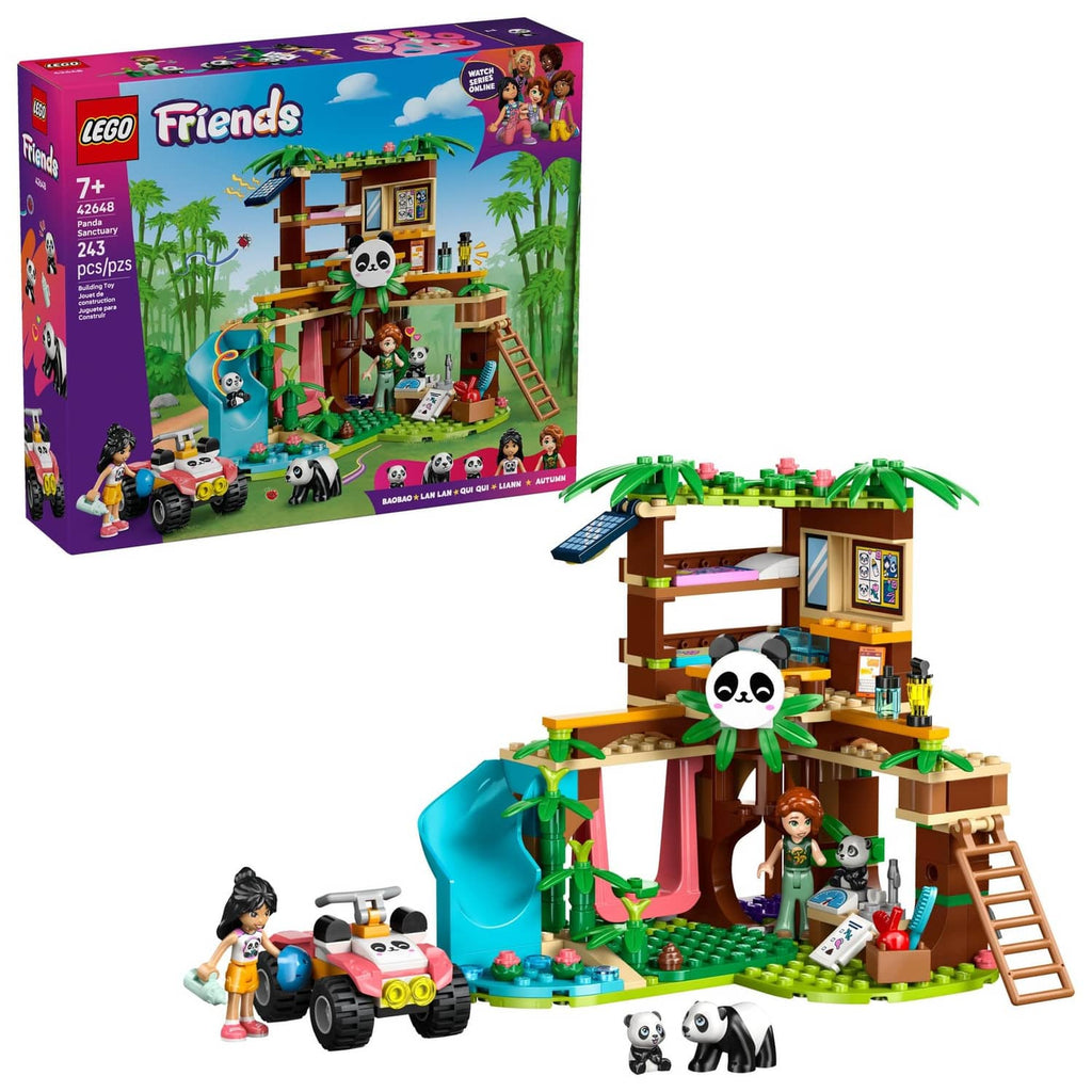 LEGO Friends panda sanctuary animal care playset with panda figures and accessories