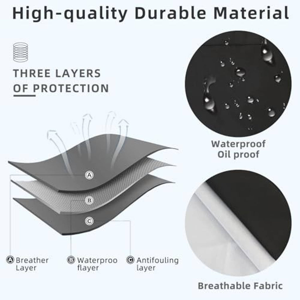 Waterproof oil-repellent black apron fabric with breathable layer and anti-stain coating