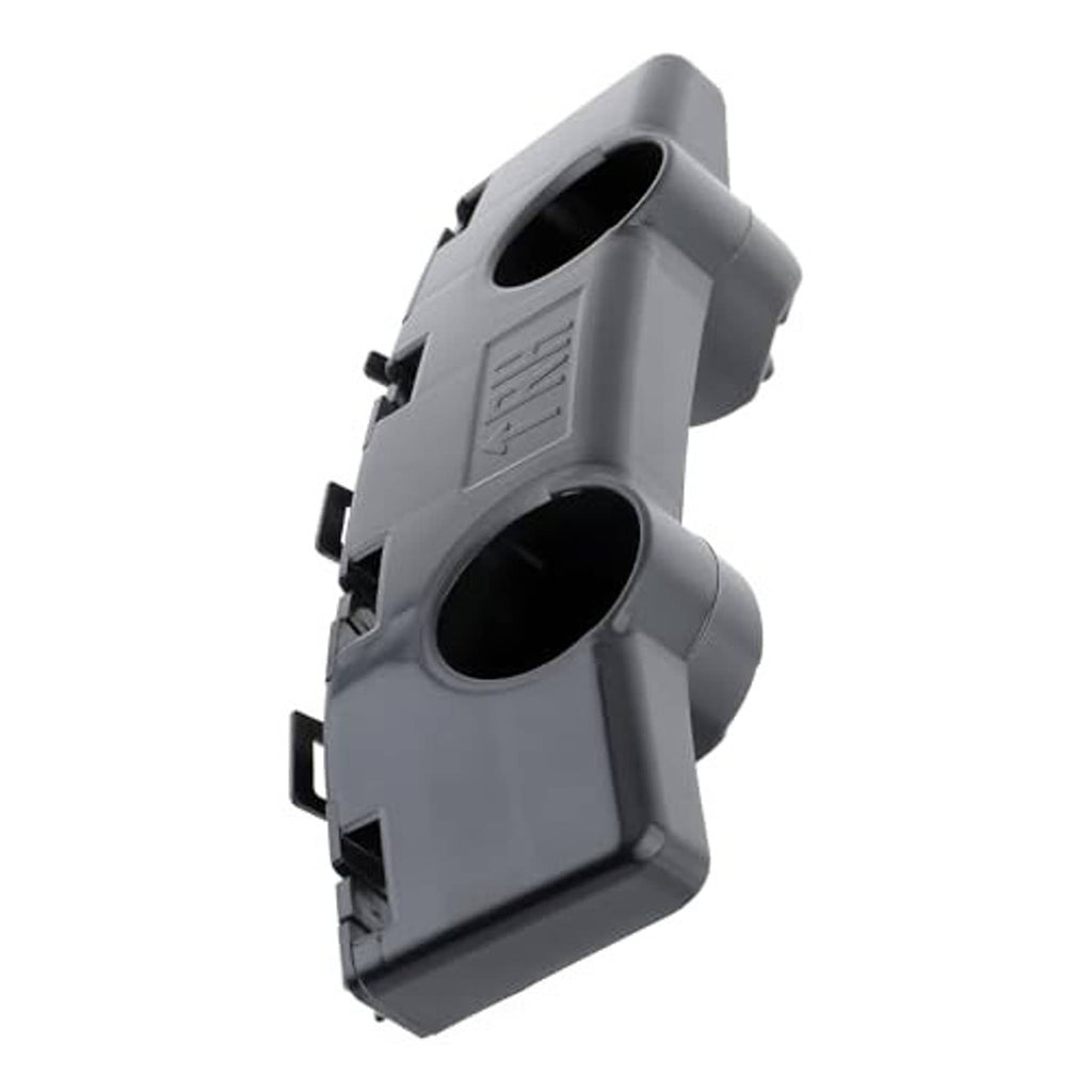 Dark gray bumper bracket cover with mounting tabs and twin circular openings
