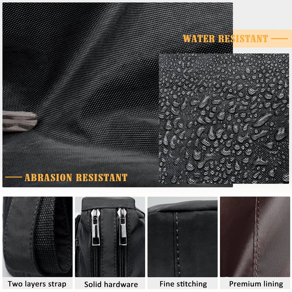 Black nylon crossbody purse with water-resistant and abrasion-resistant fabric