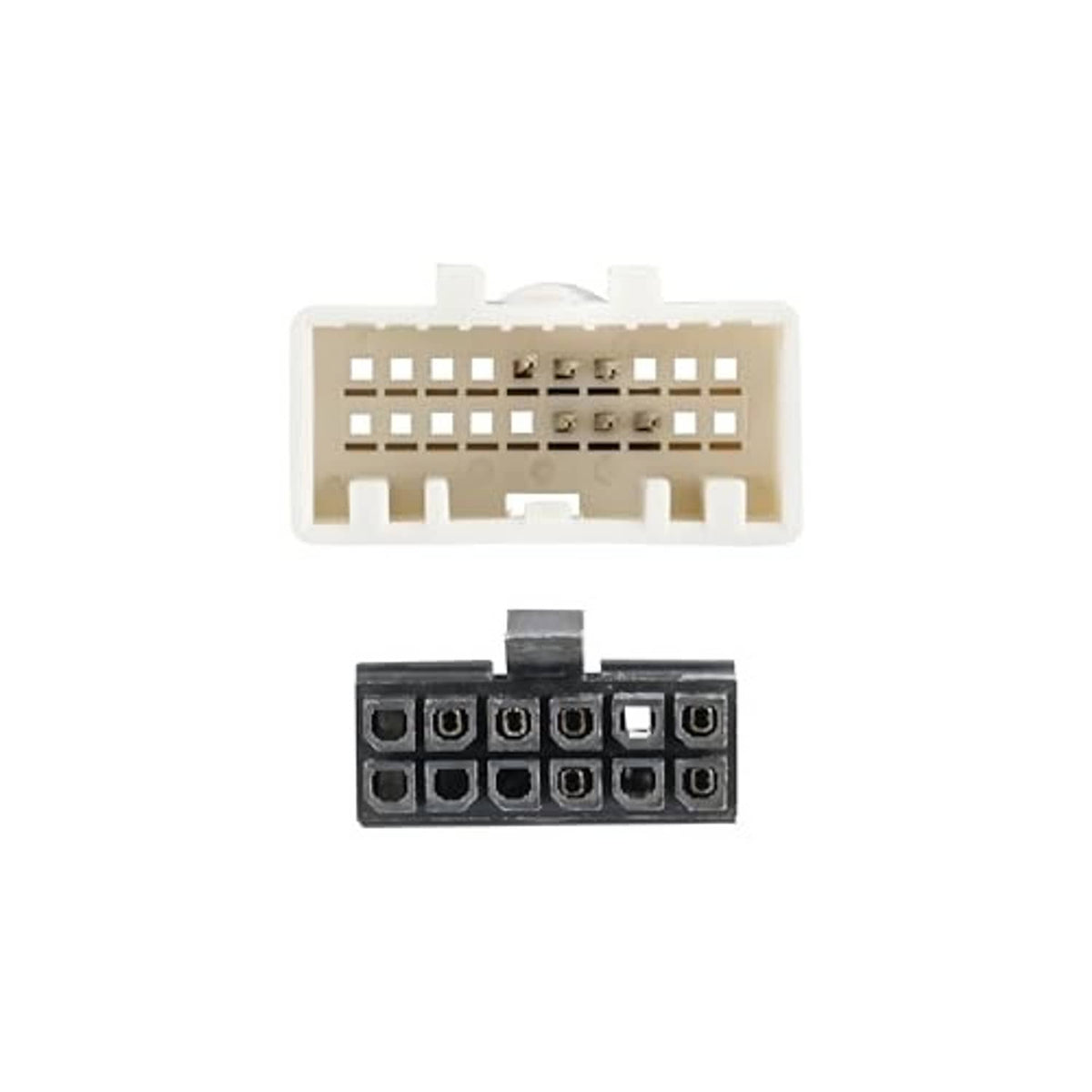 White and black 20-pin wiring connectors with terminal pin blocks