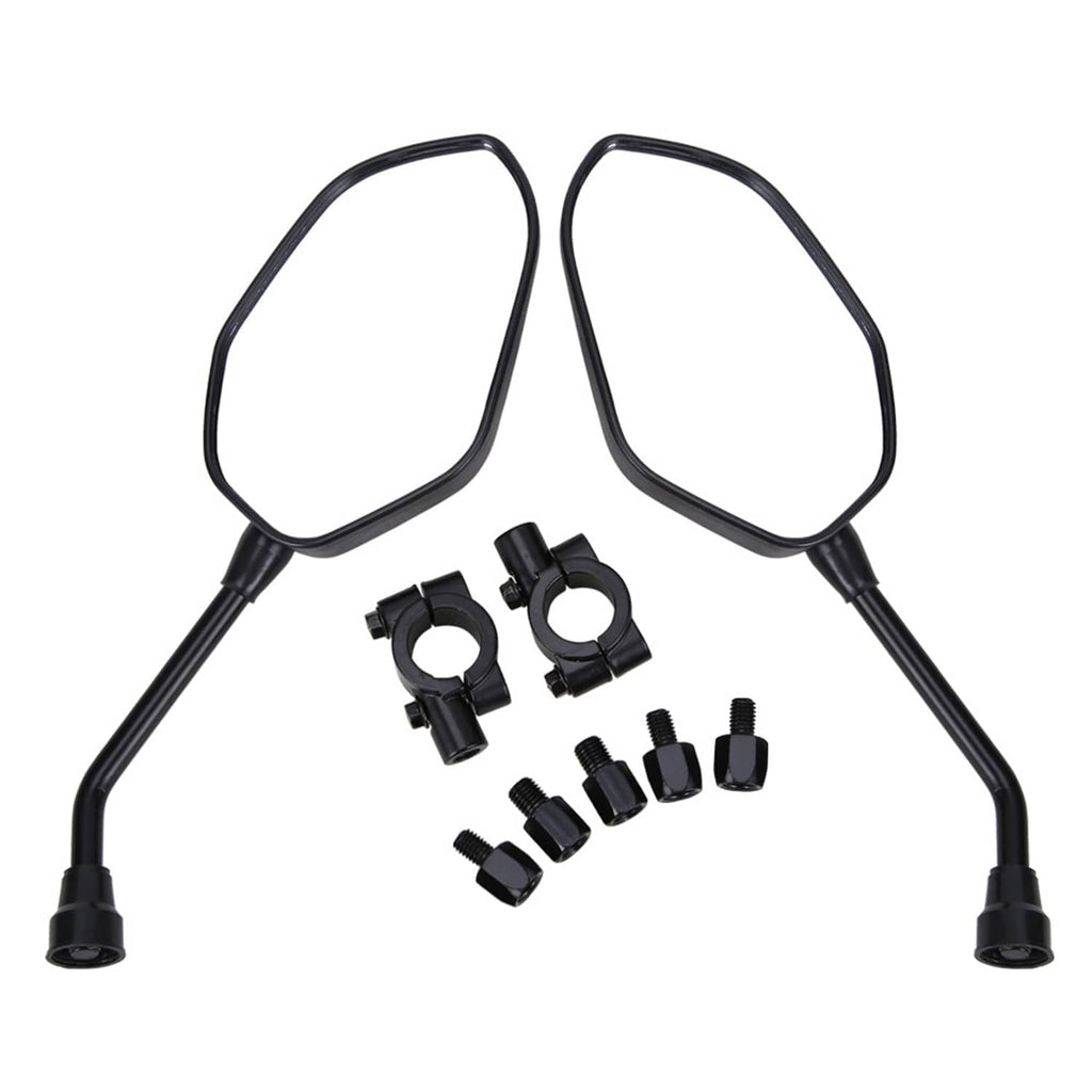 Black ATV rearview side mirror set with curved lenses and mounting brackets
