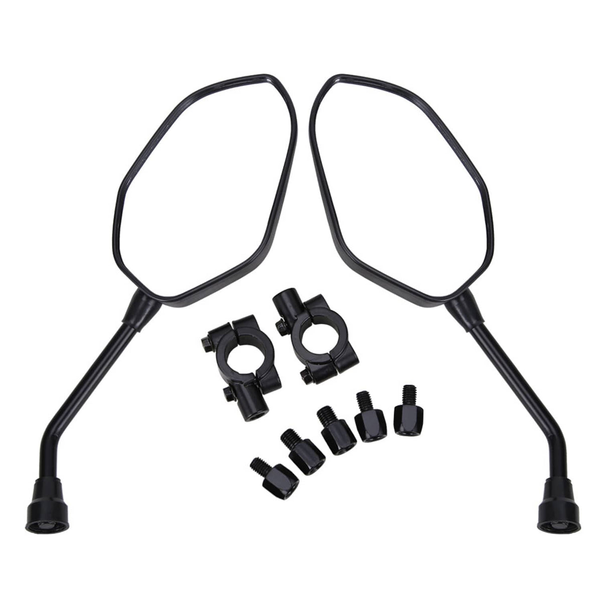 Black ATV rearview side mirror set with curved lenses and mounting brackets