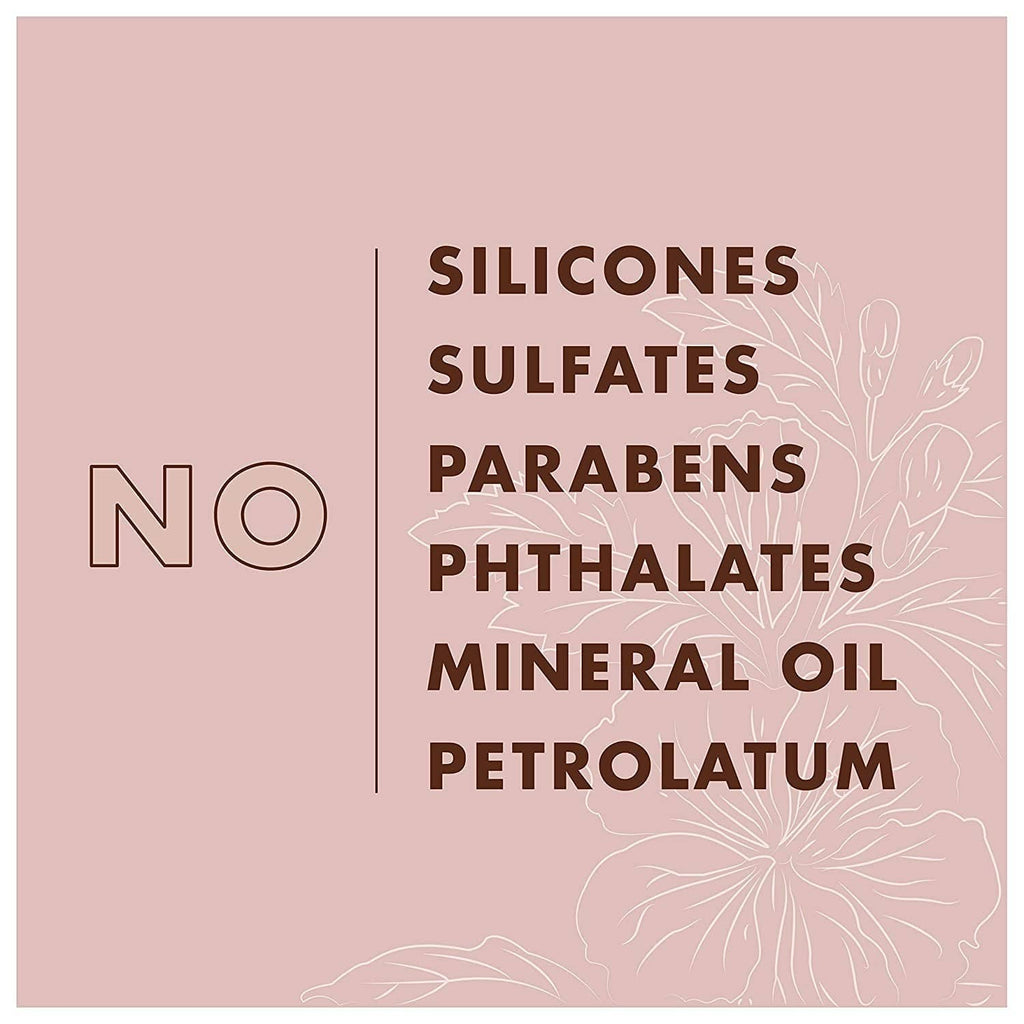Product packaging label listing no silicones, sulfates, parabens, phthalates, mineral oil
