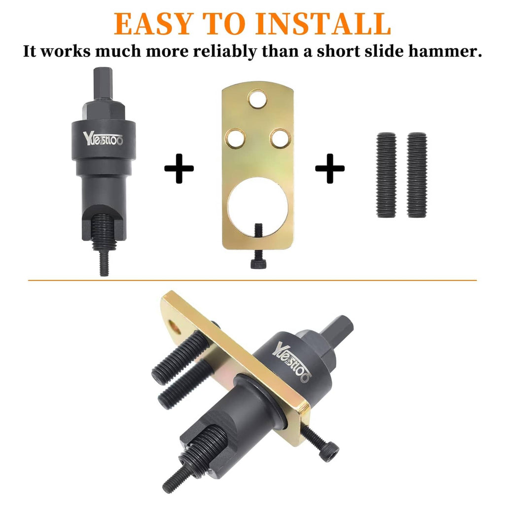 Chain guide rail pin puller kit with puller, gold plate, and paired bolts