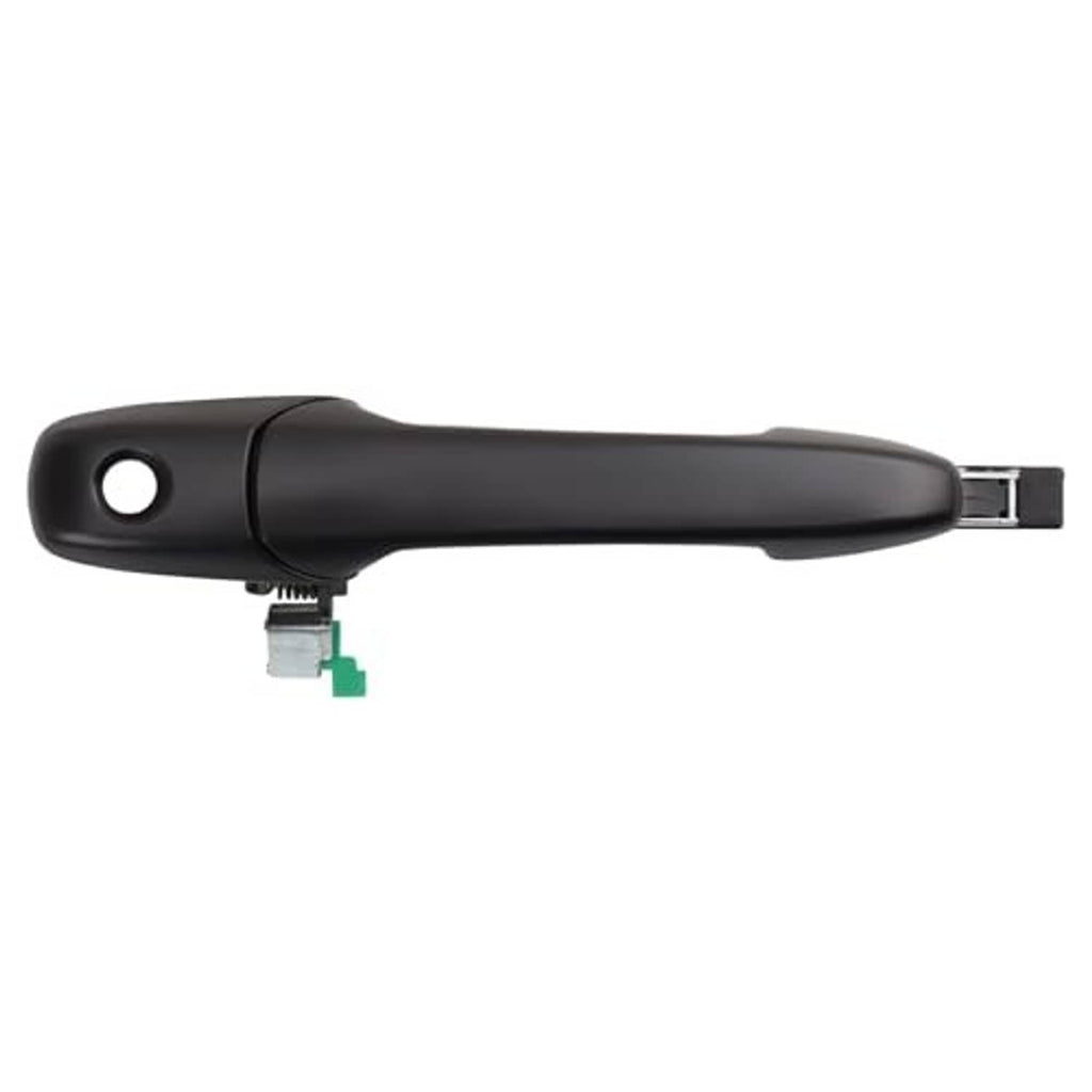 Driver side exterior door handle with keyhole opening and black lever