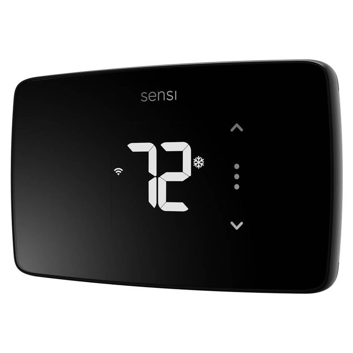 Black Sensi Lite smart thermostat face with digital temperature 12 and button icons