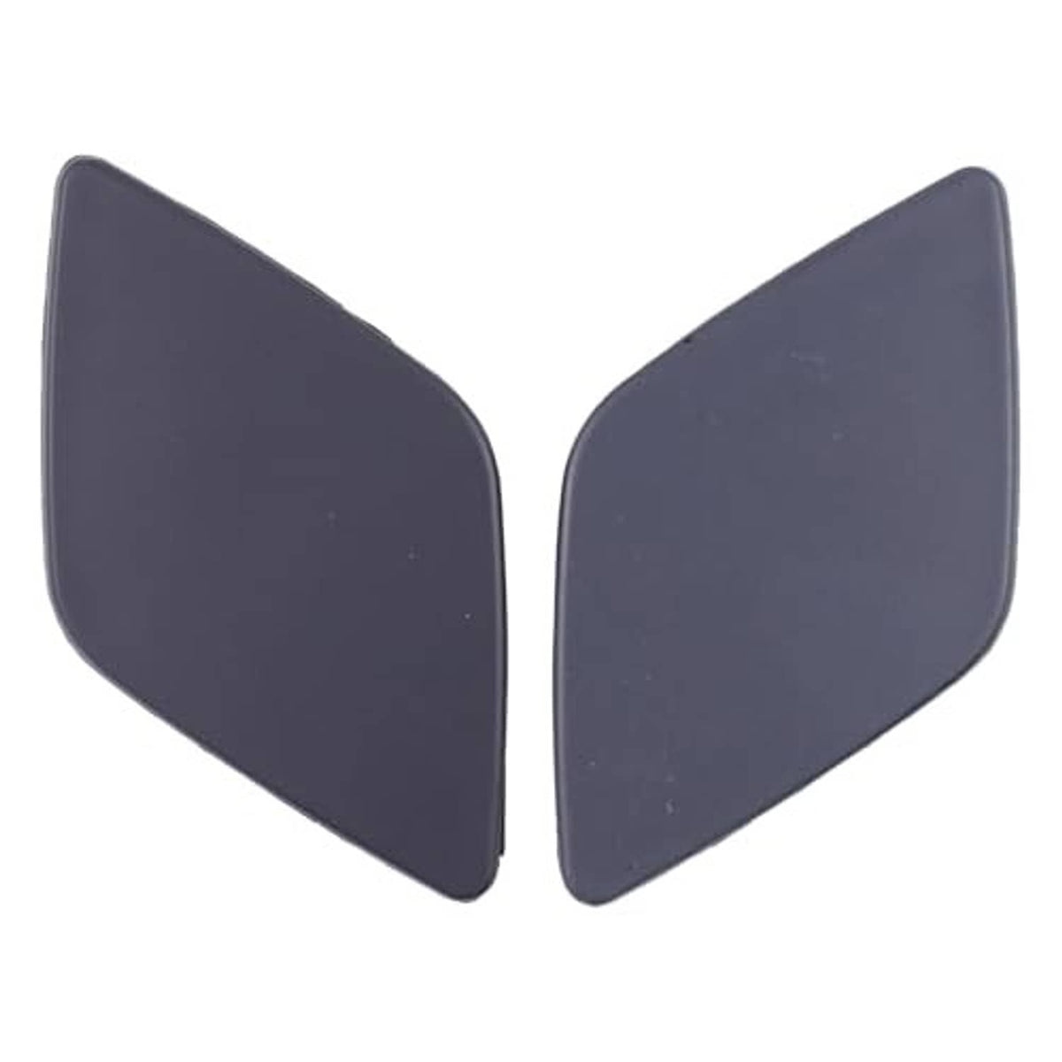 Pair of headlight washer nozzle cover caps with angled outer surfaces
