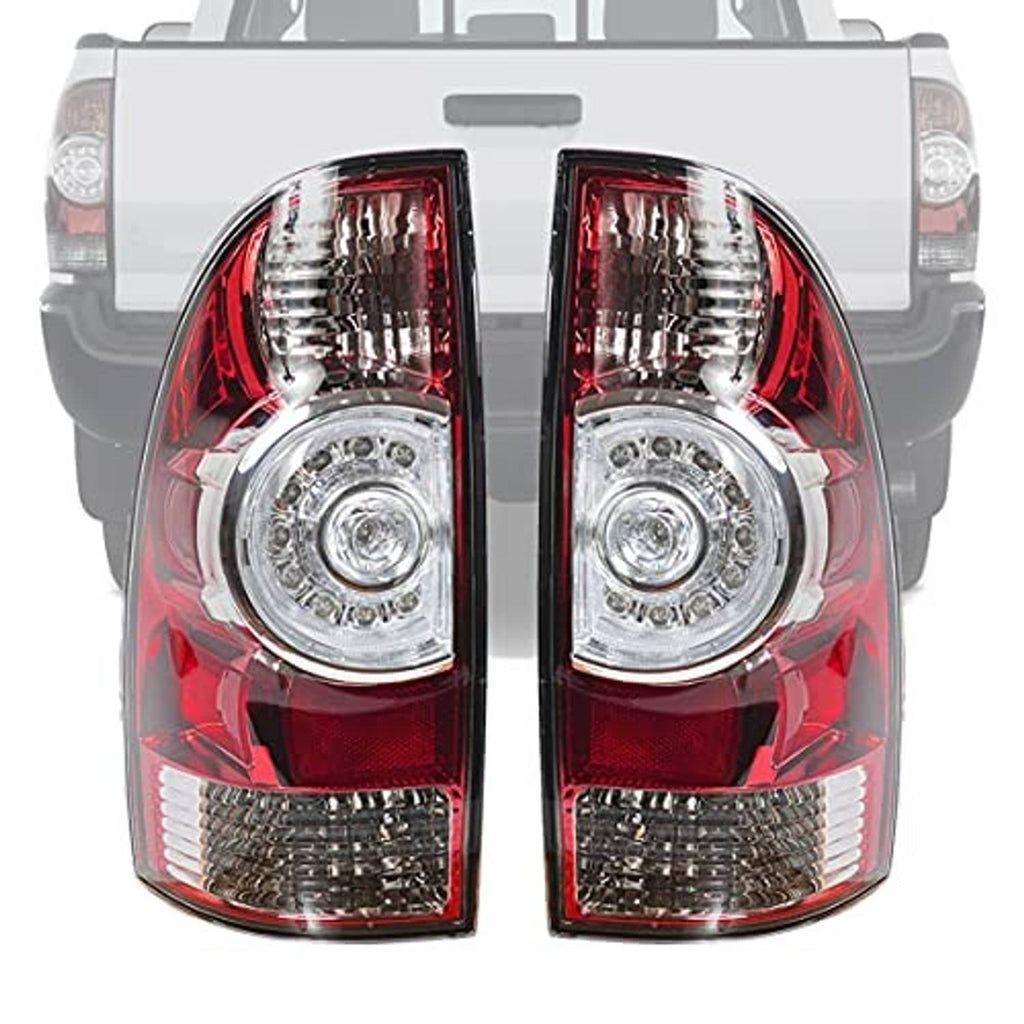 Tail light assembly set, red and clear lenses with chrome reflector and black trim