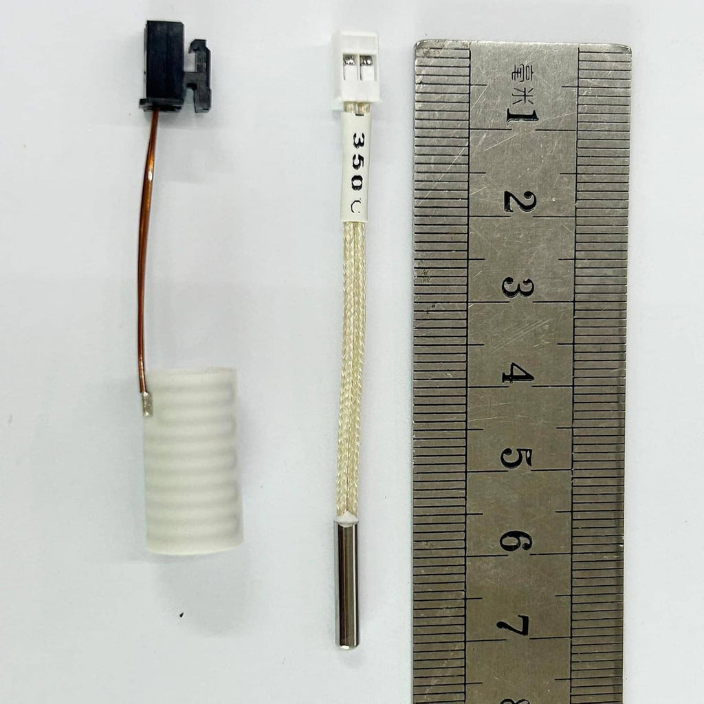 Thermistor temperature probe for ceramic heater tube with braided cable and metal tip