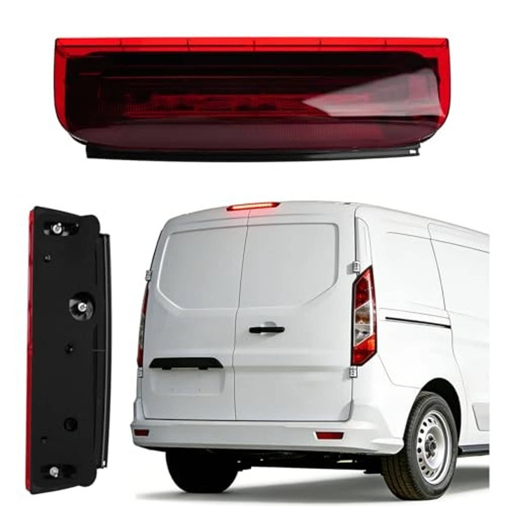 Center high mount stop light red lens, side view with black bracket plate