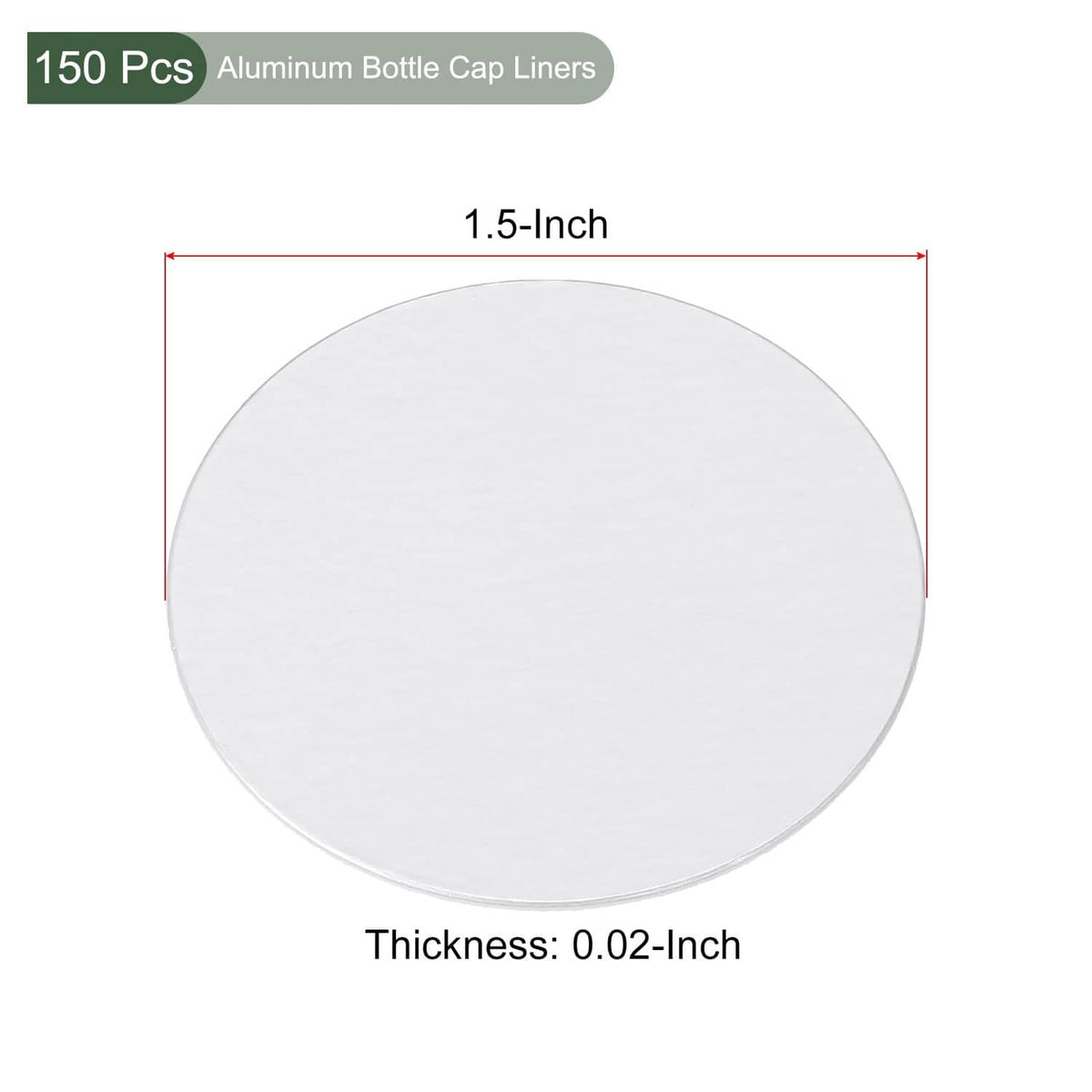 Aluminum bottle cap liner disc, 1.5-inch diameter, 0.02-inch thickness