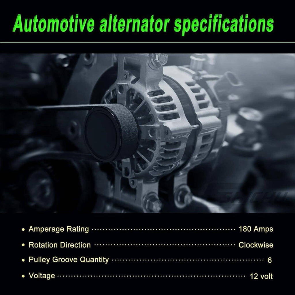 Automotive alternator with silver housing and black pulley connector