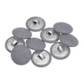 Grey fabric-covered shirt buttons, 18mm metal shank, round set of 10