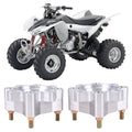 Rear wheel spacer pair, silver aluminum blocks with threaded mounting studs