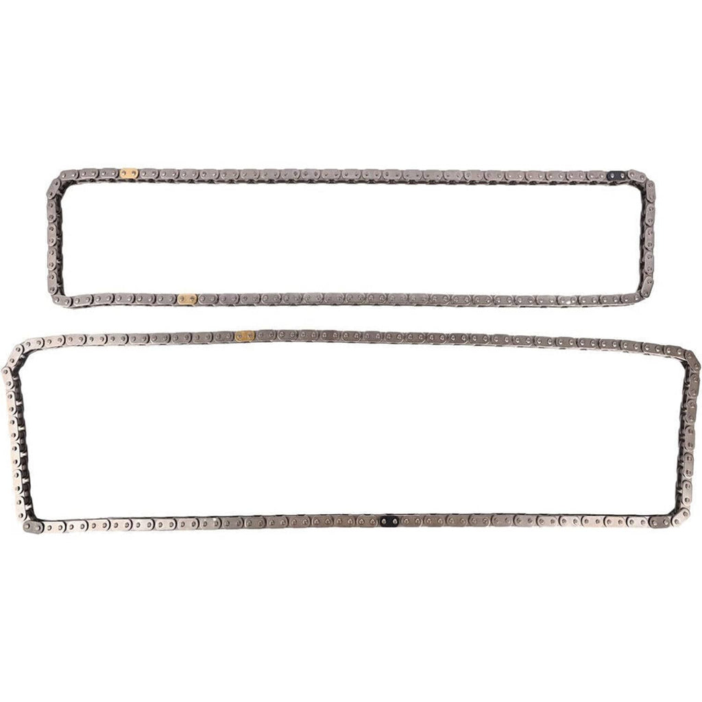 Timing chain gaskets set, two long metal-reinforced gaskets with bolt holes