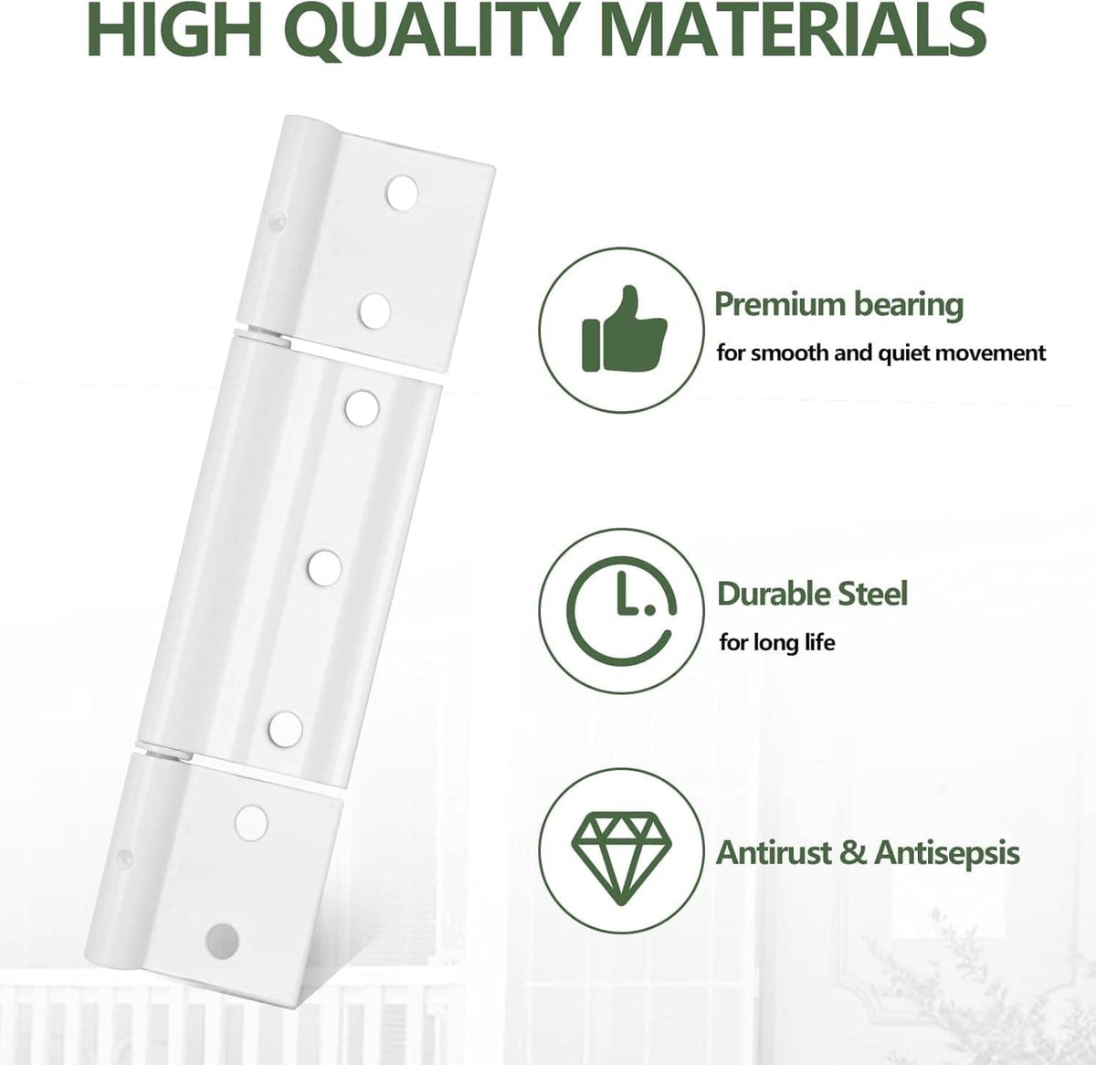 White aluminum hinge plates with smooth bearing action, durable set parts