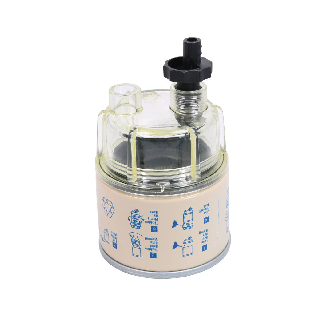 R12T spin-on fuel filter water separator with transparent bowl and mounting top fitting