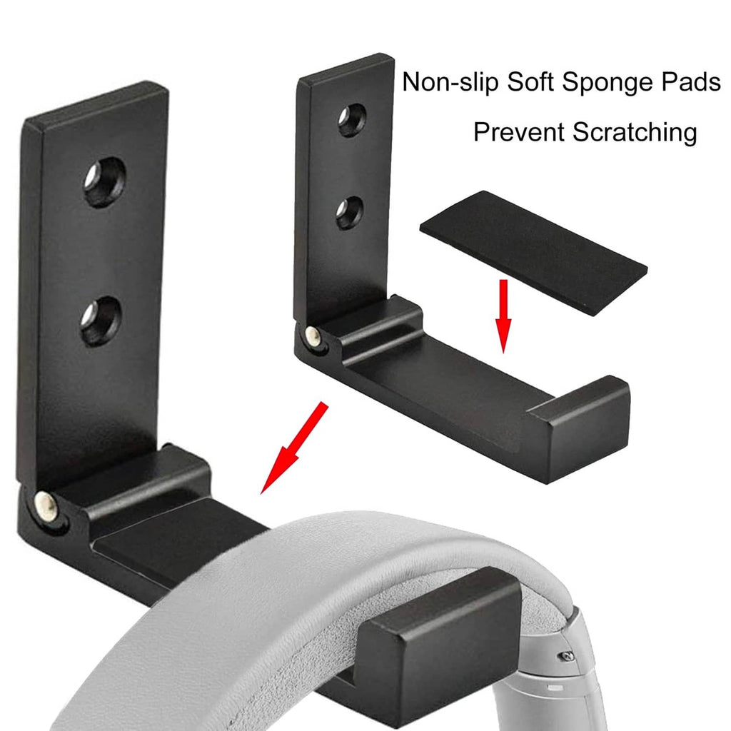 Black folding wall hook with non-slip soft sponge pads on the resting arm
