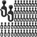 Black plastic curtain and netting hooks with ball ends, C-shaped clips set