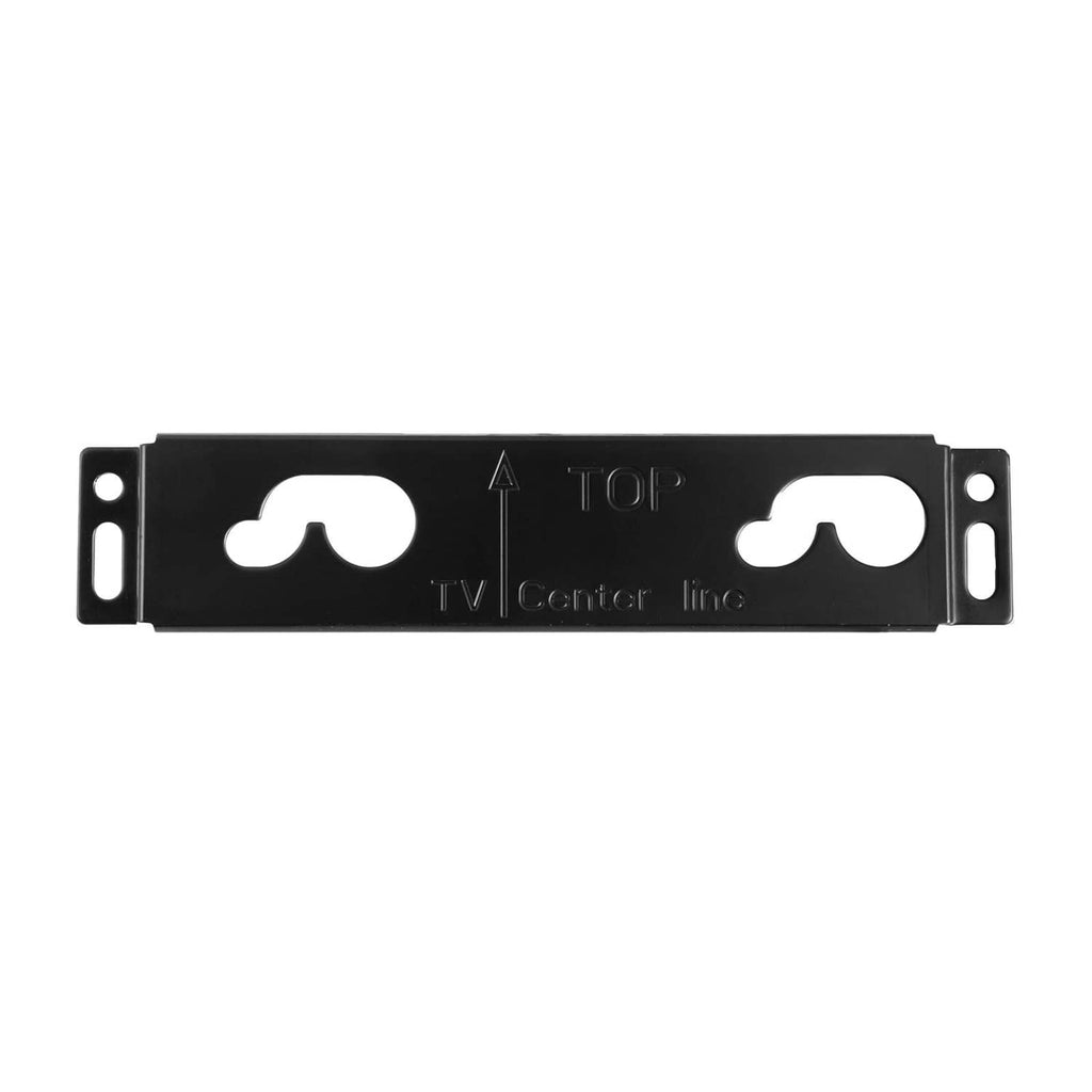 Black soundbar wall mount bracket with two cutout openings and side mounting holes