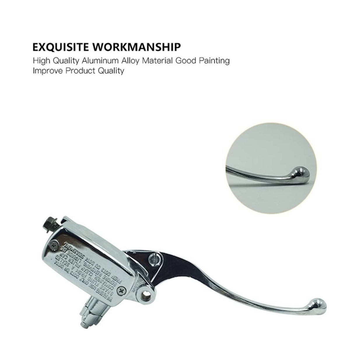 Chrome hydraulic master cylinder lever with curved handle and alloy housing