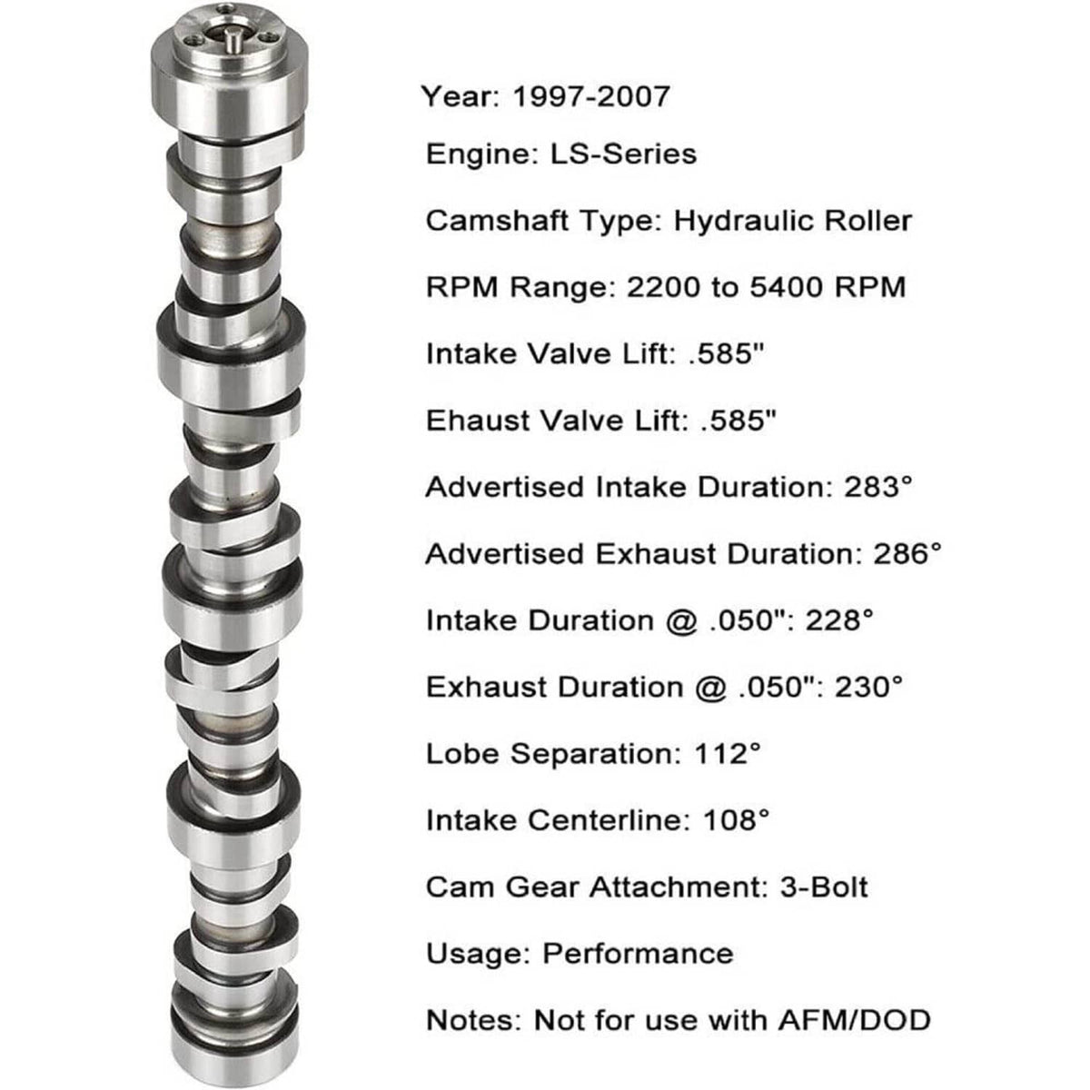 Silver hydraulic roller camshaft with multiple precision lobes and bearing journals