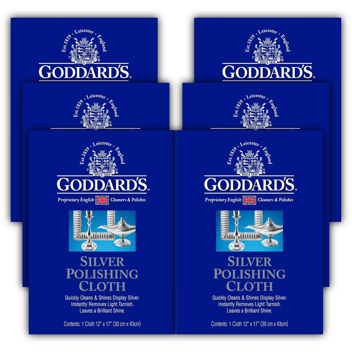 Silver polishing cloth pack, six Goddards boxes shown