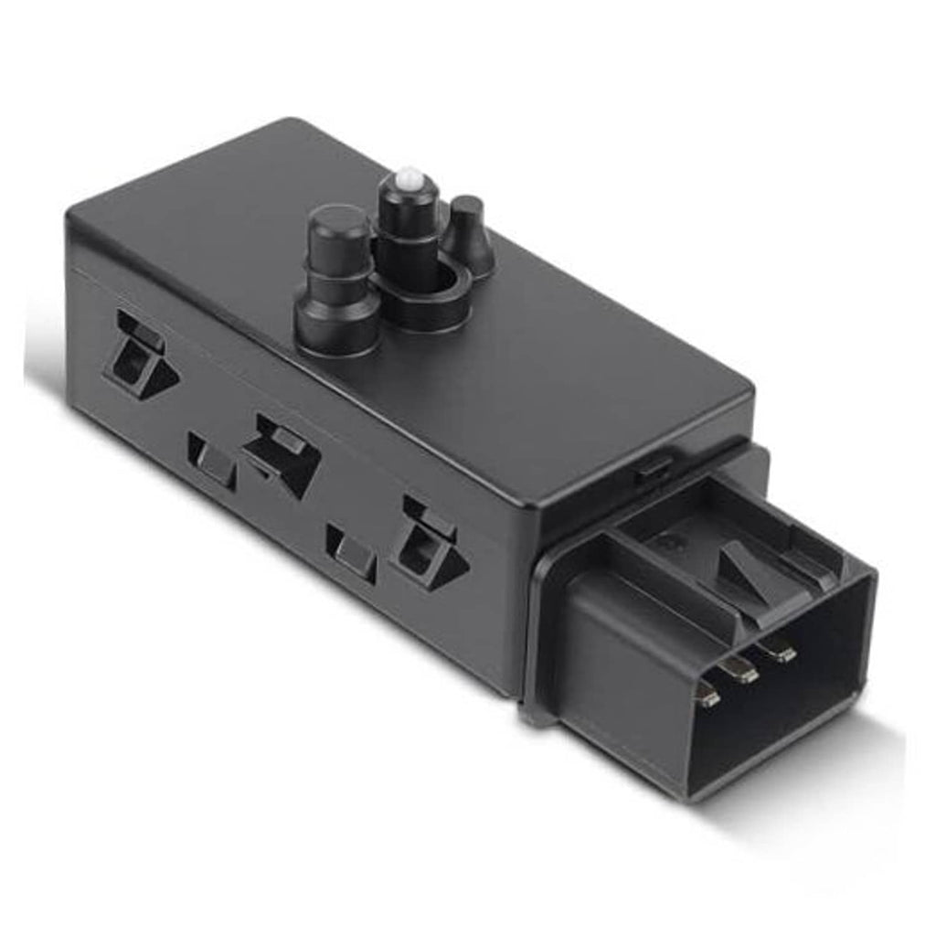 Power seat adjuster control switch, dark housing with buttons and front connector