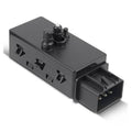 Power seat adjuster control switch, dark housing with buttons and front connector