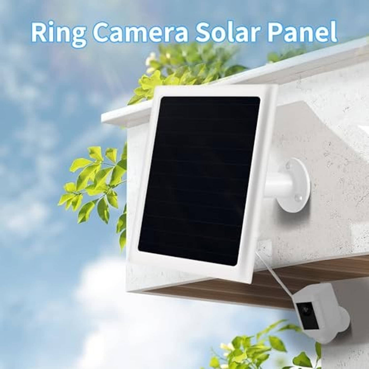 Outdoor wall-mounted solar panel charger with mounting arm and cable