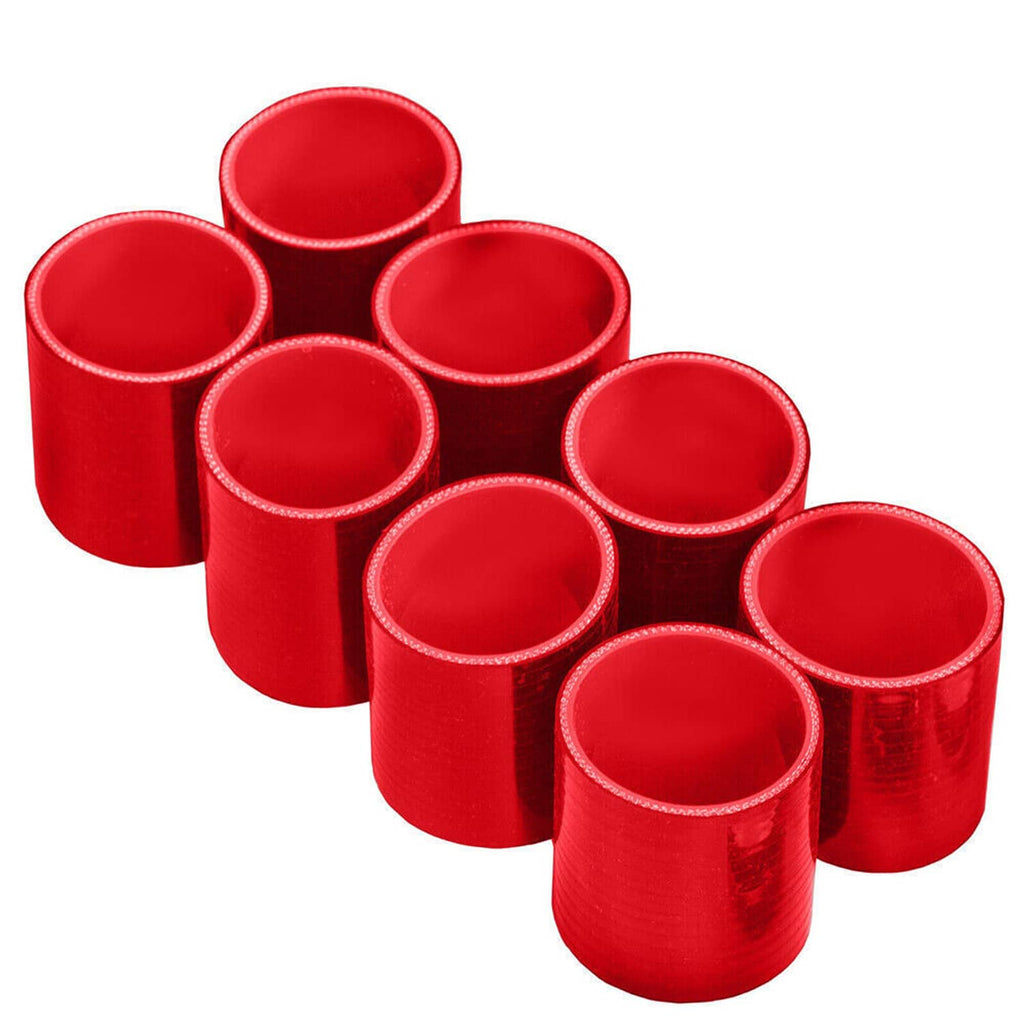 Red silicone intercooler couplers, multiple short sleeves