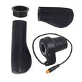 E-bike half-twist throttle with black rubber grip and waterproof plug cable
