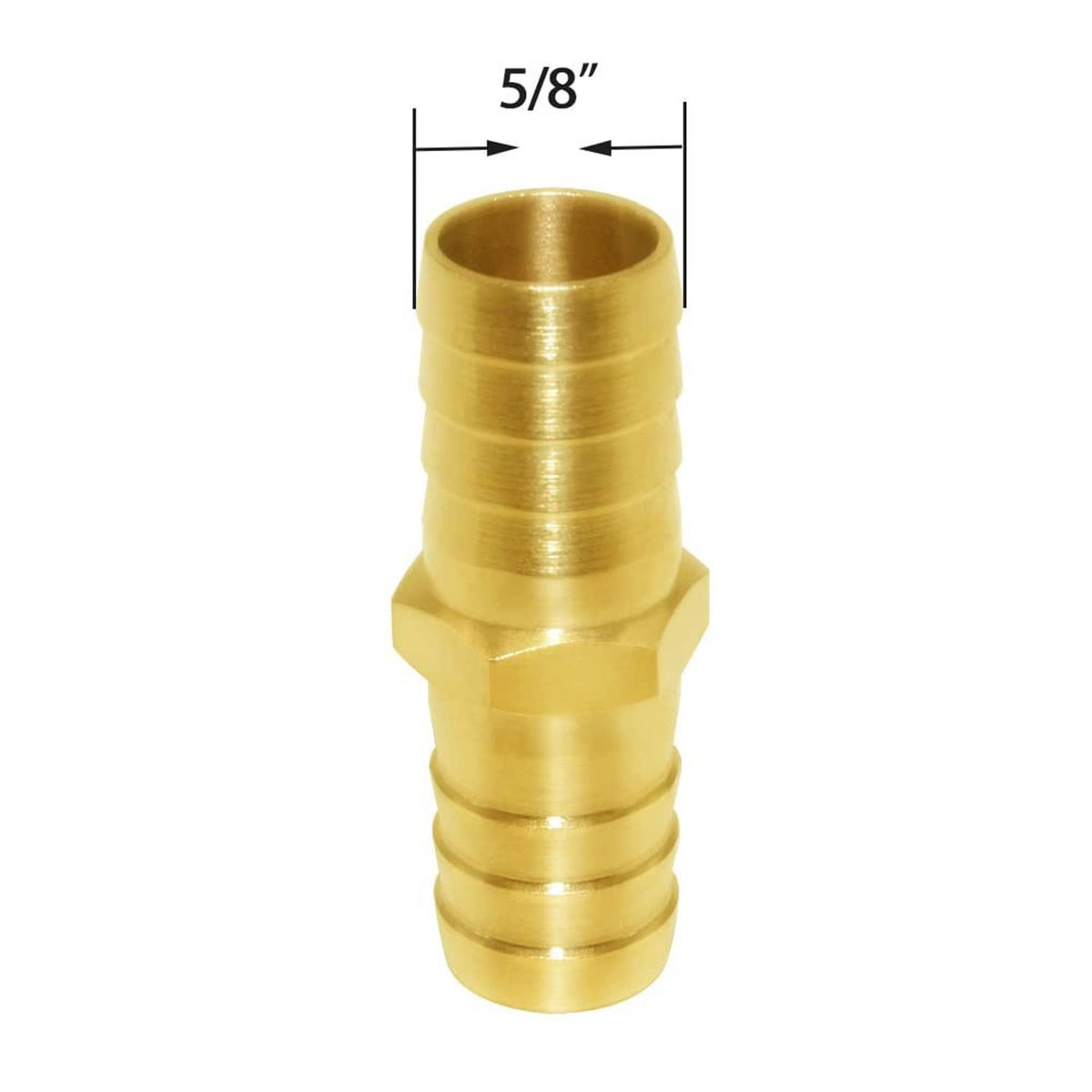 Brass 5/8 in hose repair connector fitting with barbed ends