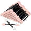 Disposable dual-sided eye shadow sponge applicator brushes with black handles and pink/white tips
