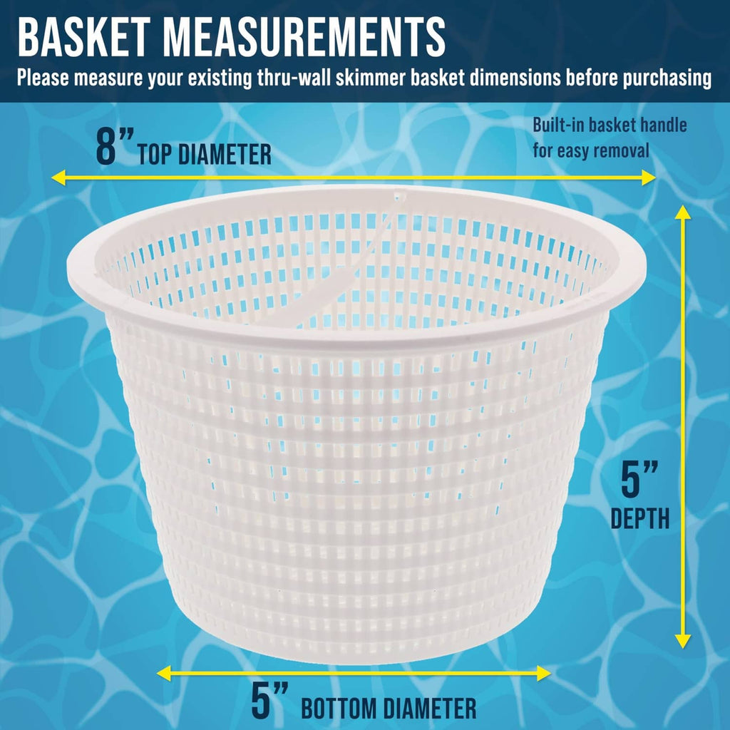Off-white plastic skimmer replacement basket with wide rim and fine mesh basket