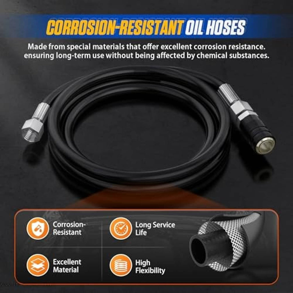Corrosion-resistant brake fluid hoses with metal fittings and braided protective sleeve, black