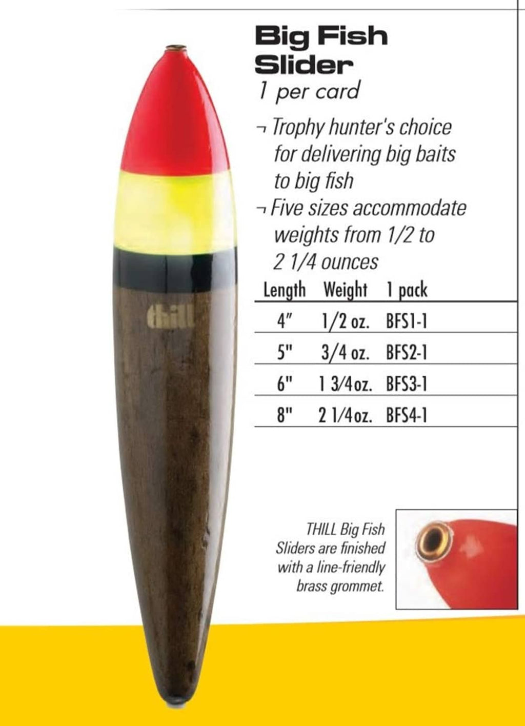 Orange-yellow and black Big Fish Slider float with brass eyelet at top