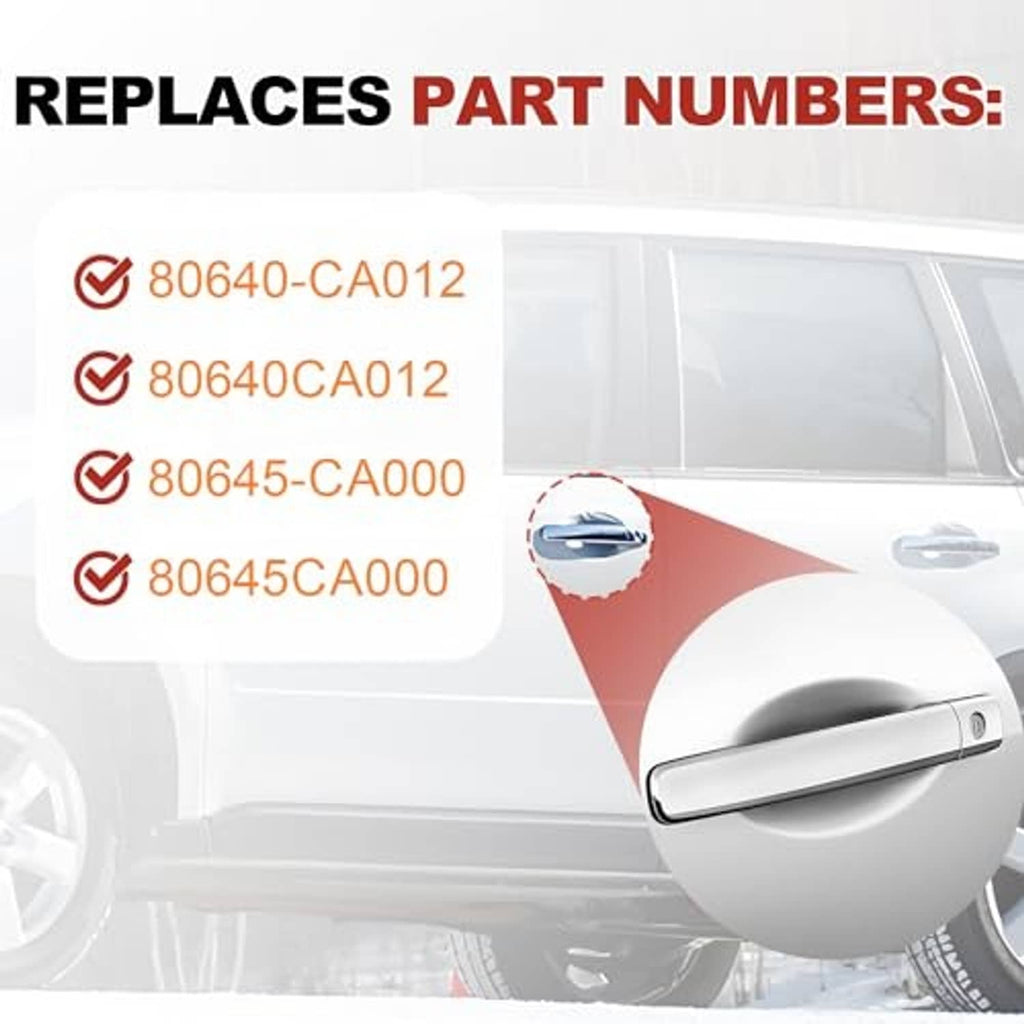 Exterior door handle replaces part numbers 80640-CA012 and 80645-CA000