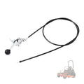 Throttle control cable assembly with black wire, silver clamp, and black rubber knob
