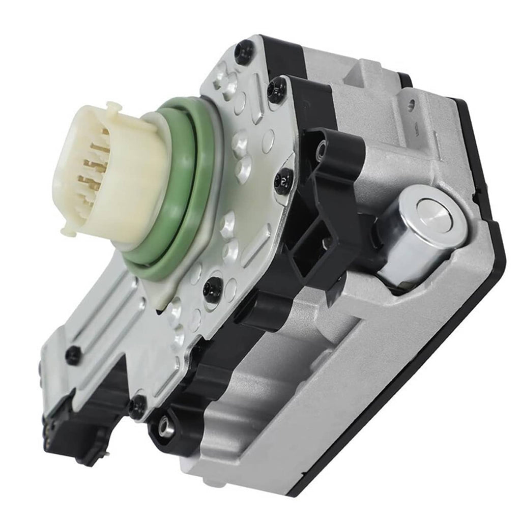 Transmission solenoid pack with green seal ring and beige connector plug, side view