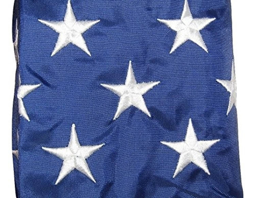 Navy windsock fabric close-up with multiple white embroidered stars