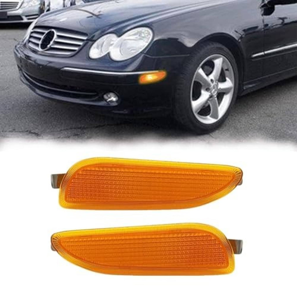 Set of two amber oval side marker turn signal lights with textured lens detail