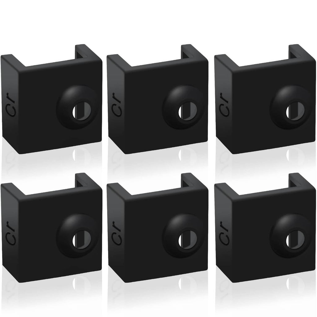 Set of black 3D printer hotend heater block silicone covers with round top hole